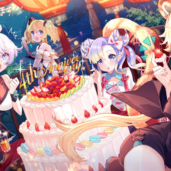 This is a pixiv picture whose title is 【お仕事】放置少女4周年記念！.