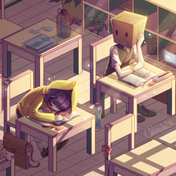 This is a pixiv picture whose title is 学校.