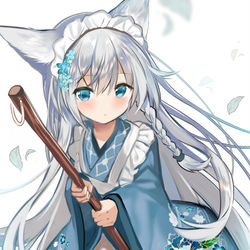This is a pixiv picture whose title is skeb ケモミミ和メイド.