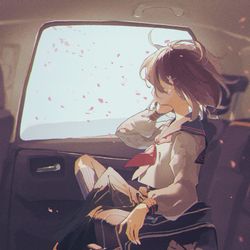 This is a pixiv picture whose title is 親の車で聴いた曲.
