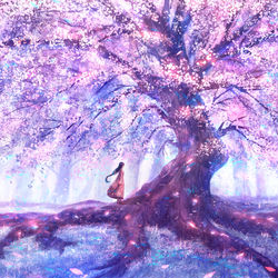 This is a pixiv picture whose title is 奏風の花明かり.