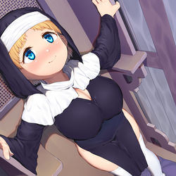 This is a pixiv picture whose title is なんでも聞いてくれるロリ巨乳シスターちゃんと.