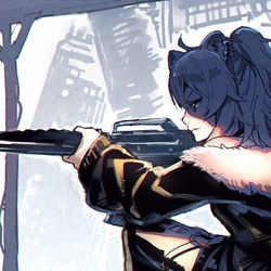 This is a pixiv picture whose title is 傭兵ししろん.