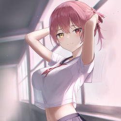 This is a pixiv picture whose title is JK Houshou Marine.