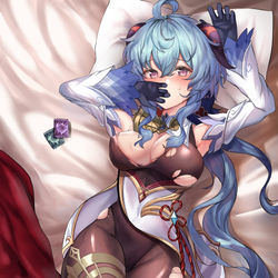 This is a pixiv picture whose title is Tore up the ganyu's stockings..