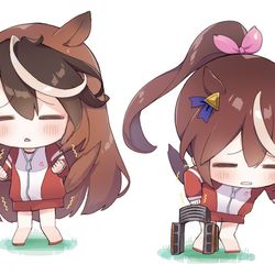 This is a pixiv picture whose title is ちびションボリルドルフとちびコウカイテイオー.