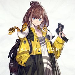 This is a pixiv picture whose title is ボールパイソンと女の子.