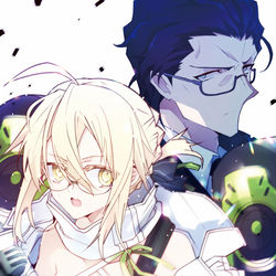 This is a pixiv picture whose title is 謎のアイドルX-AとアグラヴェインP.