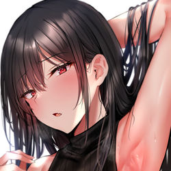 This is a pixiv picture whose title is 黒髪ロングお姉さんの腋.