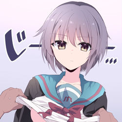 This is a pixiv picture whose title is ヘイお待ち！長門有希ちゃん2点盛りィ！.