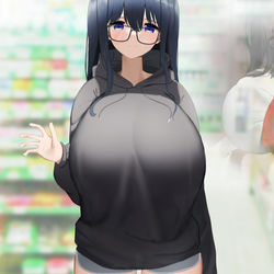 This is a pixiv picture whose title is コンビニバイト中私服姿のクラスメイトに会った.