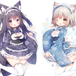 This is a pixiv picture whose title is 🐶🐱.