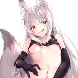 This is a pixiv picture whose title is まろ眉狐娘のおへそ.