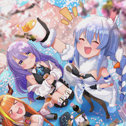 This is a pixiv picture whose title is 建設お花見ぺこさん！.