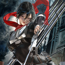 This is a pixiv picture whose title is Mikasa Ackerman.