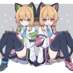 This is a pixiv picture whose title is ミドリとモモイ.