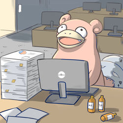 This is a pixiv picture whose title is 残業限界ヤドラン.
