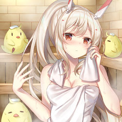 This is a pixiv picture whose title is 綾波ちゃんとサウナ.