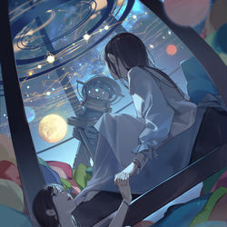 This is a pixiv picture whose title is 天体観測.