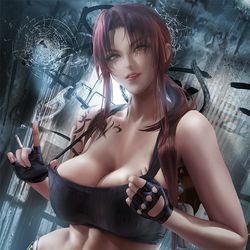 This is a pixiv picture whose title is 莱薇 Revy + nsfw ブラックラグーン.