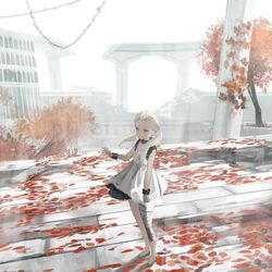 This is a pixiv picture whose title is 落葉.