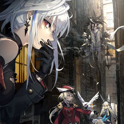 This is a pixiv picture whose title is 裏路地の秘密結社.