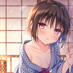 This is a pixiv picture whose title is 「温泉、少しのぼせちゃったかも…」.