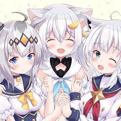 This is a pixiv picture whose title is 白髪ケモミミ.