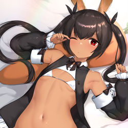 This is a pixiv picture whose title is ねむねむ褐色兎ちゃん.