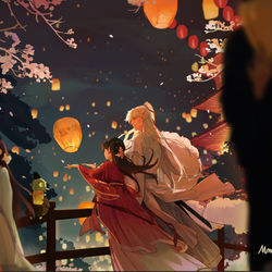 This is a pixiv picture whose title is 孔明灯.