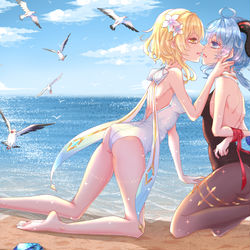This is a pixiv picture whose title is kiss.