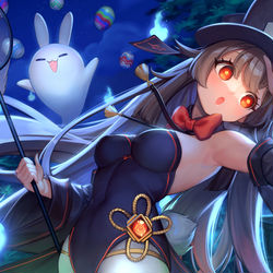 This is a pixiv picture whose title is hutao bunny - 胡桃 バニーガール.