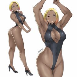 This is a pixiv picture whose title is 褐色ハイグレお姉さん.