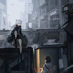 This is a pixiv picture whose title is Lappland×Texas.