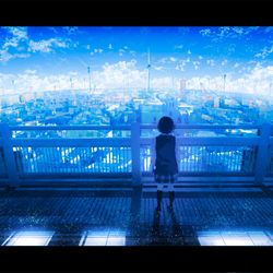 This is a pixiv picture whose title is ここから見えるあの町へ.