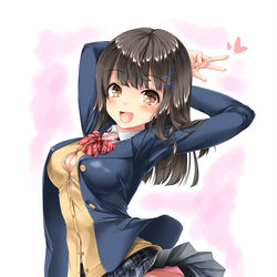 This is a pixiv picture whose title is おっぱいいっぱいな普通のJkさん.