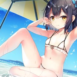 This is a pixiv picture whose title is 美遊と海.