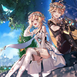 This is a pixiv picture whose title is 風花祭双子.