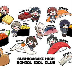 This is a pixiv picture whose title is 寿司ヶ咲学園スクールアイドル同好会.