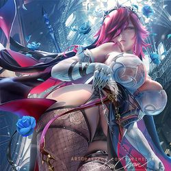 This is a pixiv picture whose title is ロサリア 罗莎莉亚 Rosaria.