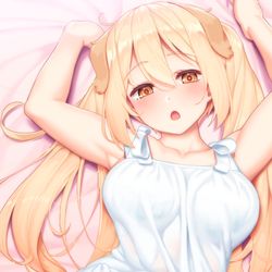 This is a pixiv picture whose title is わんことお昼寝.