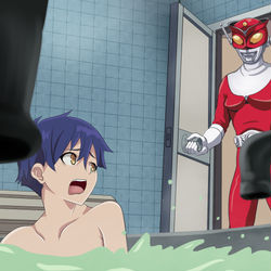 This is a pixiv picture whose title is 退屈だから君の風呂場をレッドチェック.