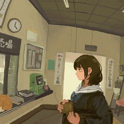 This is a pixiv picture whose title is きっぷ売場.