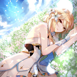 This is a pixiv picture whose title is 원신 여 여행자 Lumine 蛍.