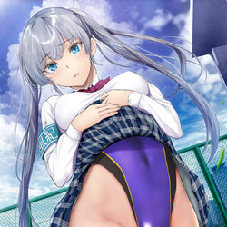 This is a pixiv picture whose title is 放課後、気になる男子のいる水泳部に出向き泳ぎのレクチャーを受け～.