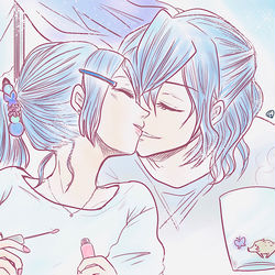 This is a pixiv picture whose title is 伊アオイラストまとめ7②※現パロ.