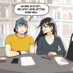 This is a pixiv picture whose title is David and Alice at the library.