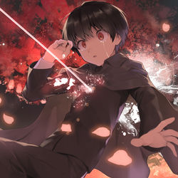 This is a pixiv picture whose title is 『桜雫、春燃ゆ』（SOOOOさん新曲）.