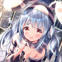 This is a pixiv picture whose title is 囚人兎田ぺこら.