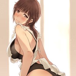 This is a pixiv picture whose title is お尻が大きいことが悩みの新妻梨穂子.